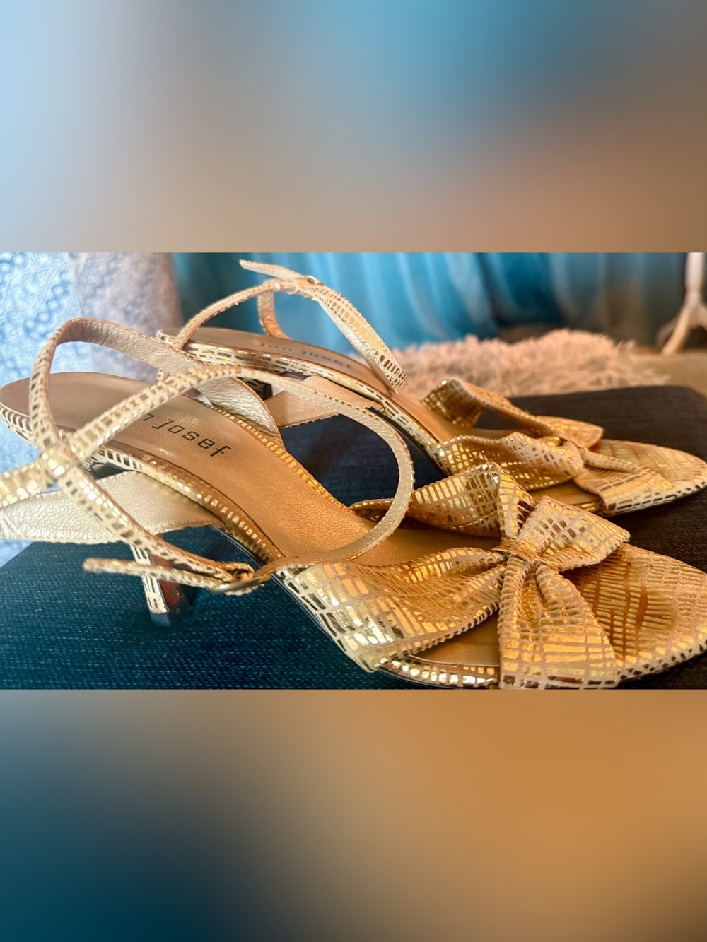 Jon Josef Gold Metallic Strappy Women's 3.5” Heels